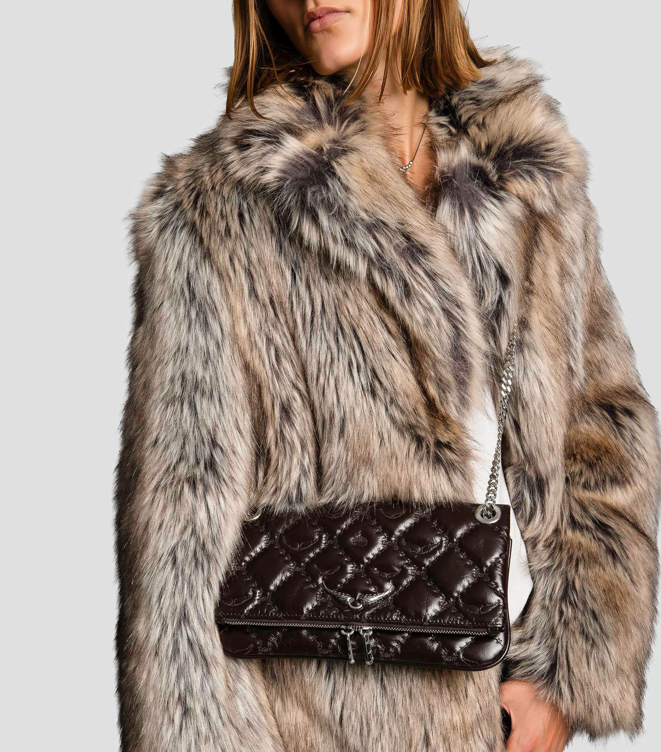 Bolsa clutch en piel Rock II Vintage lisa Mujer